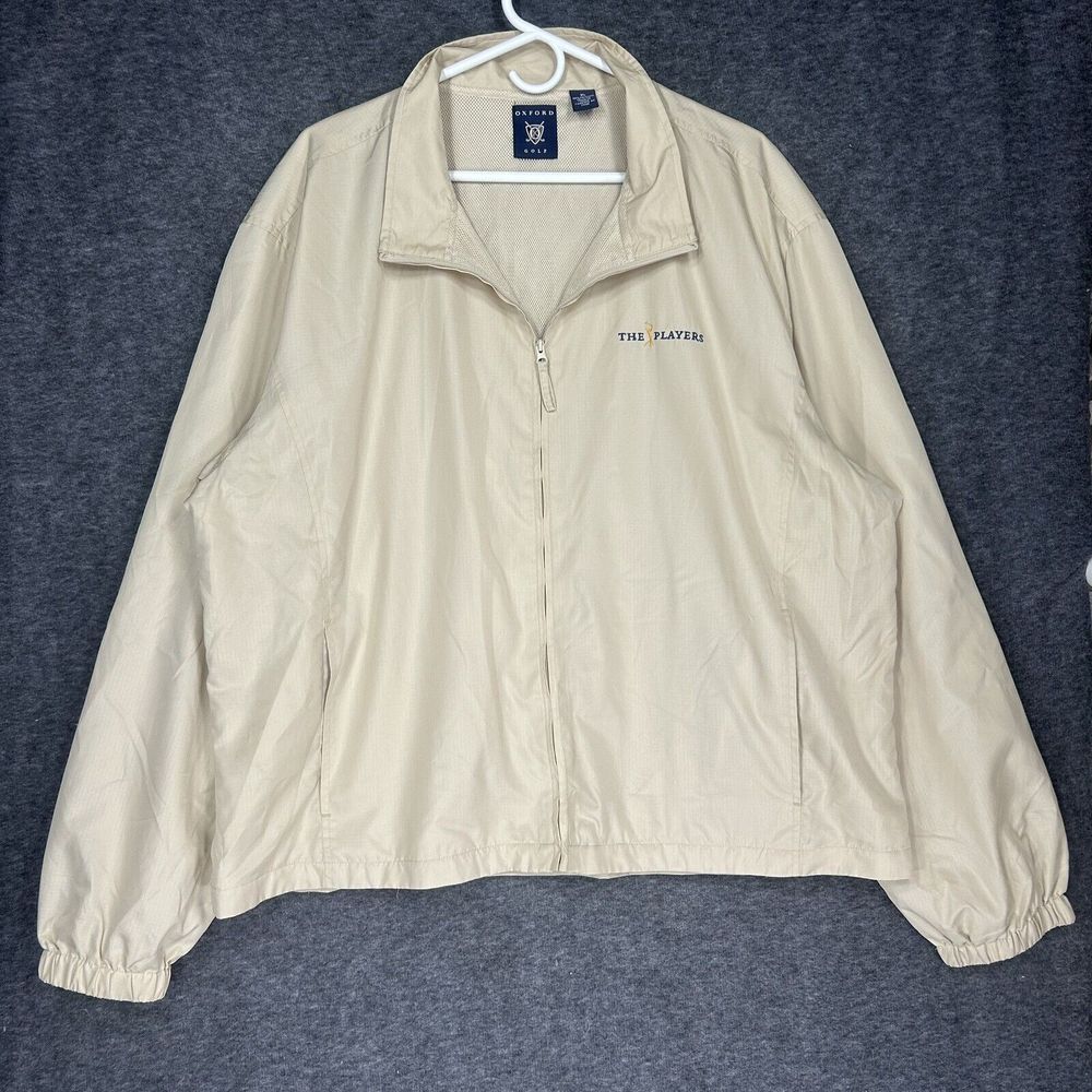 The Players Championship jacket Mens XL Beige Windbreaker Golf full zip